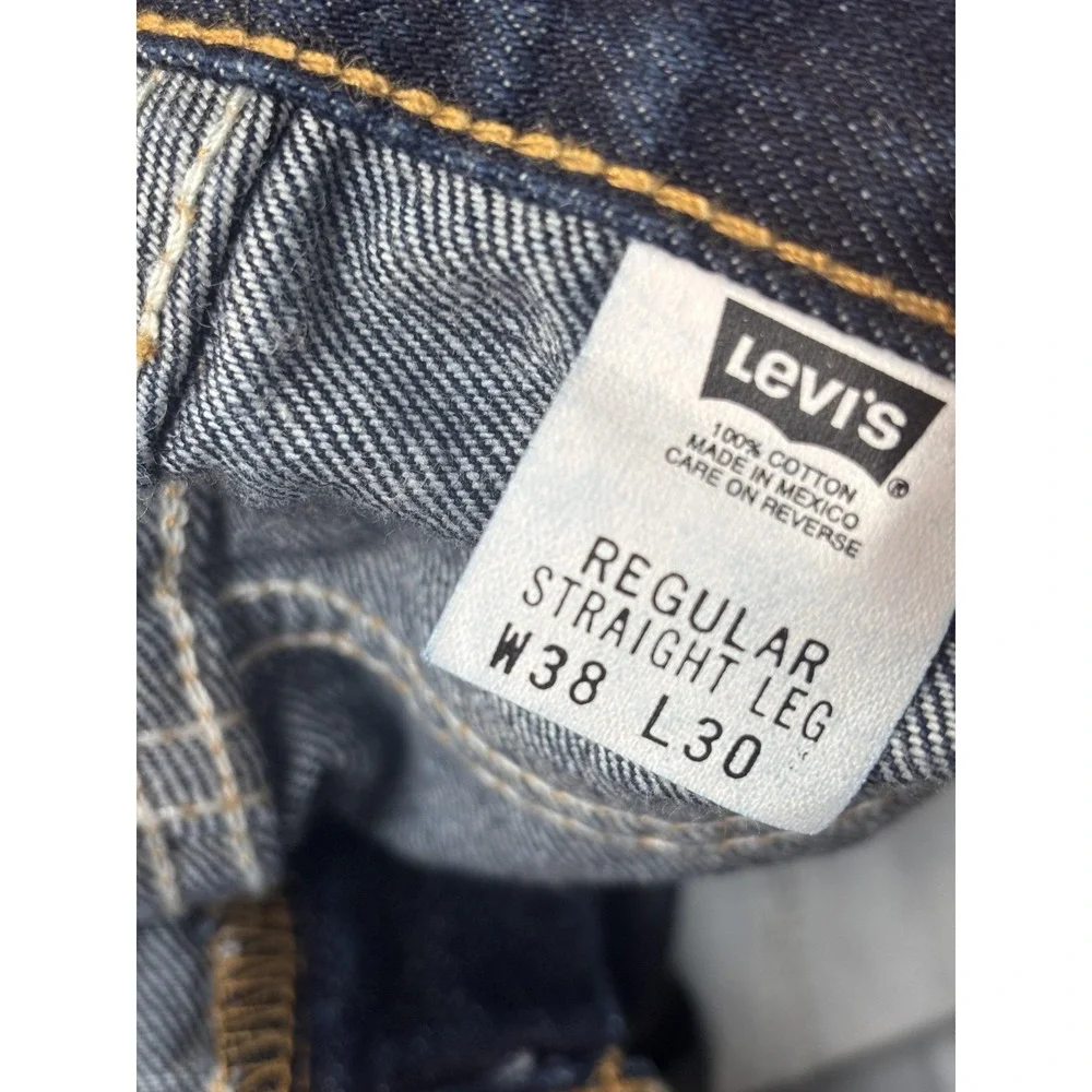 Levis Jeans Mens 38x30 Dark Wash Blue Regular Fit Straight Leg Denim Pants
